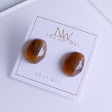 Gem Studs - Amber, Matcha, Milky, Coffee, Charcoal
