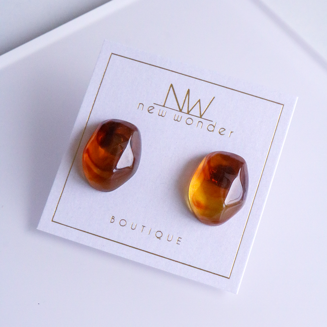 Gem Studs - Amber, Matcha, Milky, Coffee, Charcoal