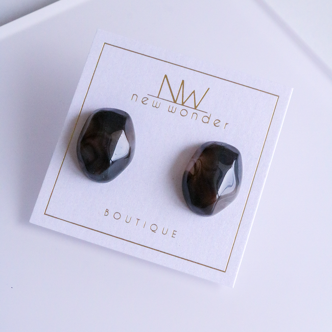 Gem Studs - Amber, Matcha, Milky, Coffee, Charcoal