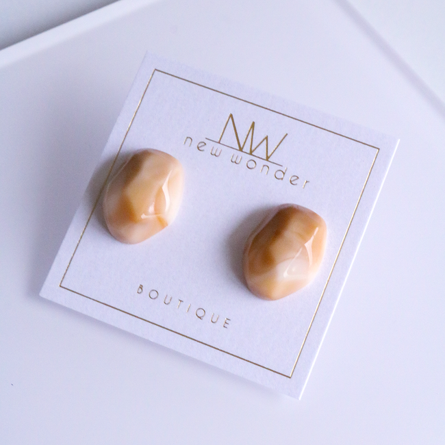 Gem Studs - Amber, Matcha, Milky, Coffee, Charcoal