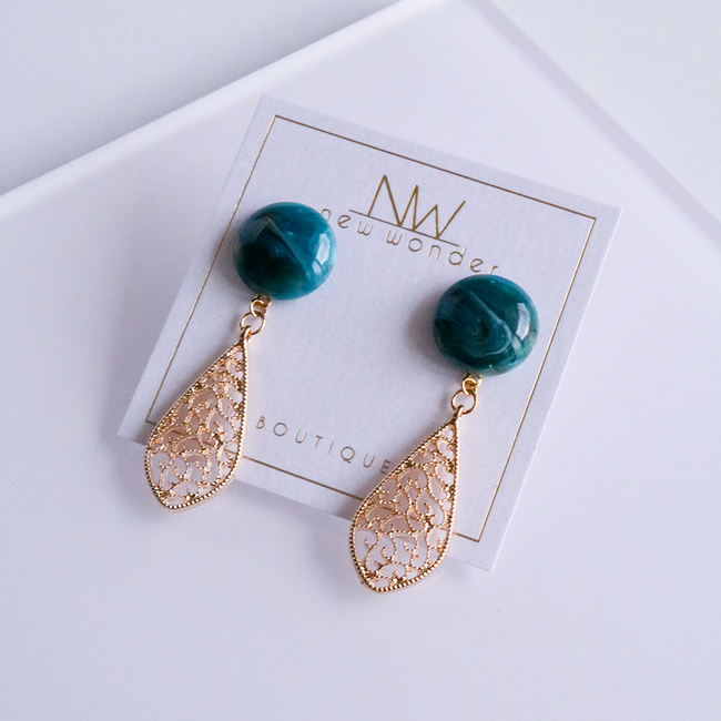 Marble Earrings - Ivory, Blue, Brown, Black