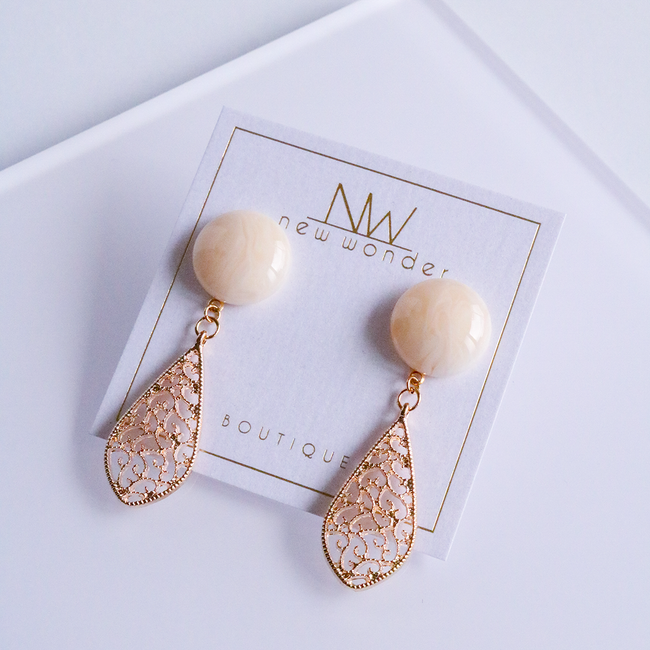 Marble Earrings - Ivory, Blue, Brown, Black