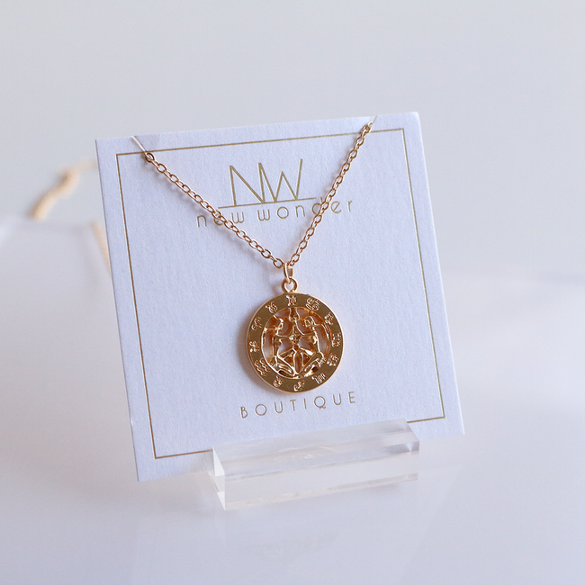 Zodiac Pendants, 16K Gold Plated