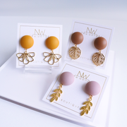 Matte Leaves Earrings - 3 Pair Set