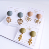 Matte Leaves Earrings - 3 Pair Set