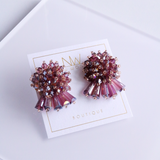 Chandelier Earrings - Wine & Beige