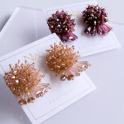Chandelier Earrings - Wine & Beige
