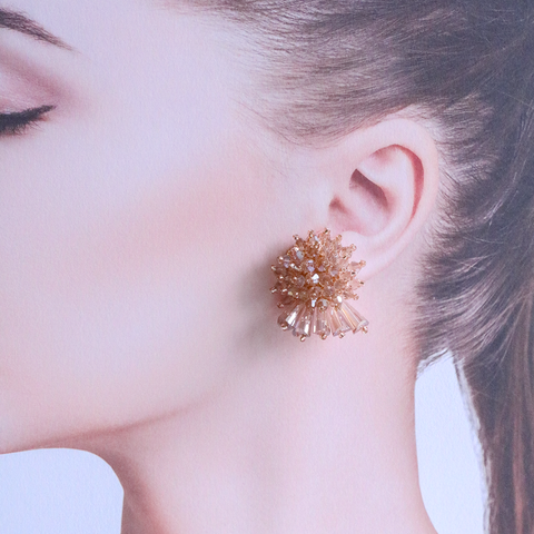 Chandelier Earrings - Wine & Beige