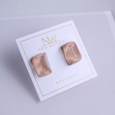 Glass Studs - Purple, Blue, Beige