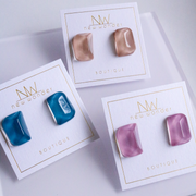 Glass Studs - Purple, Blue, Beige