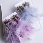 Feather Earrings - Purple, Blue