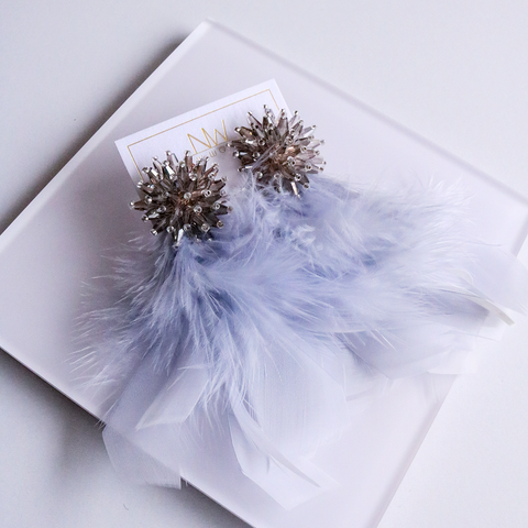Feather Earrings - Purple, Blue
