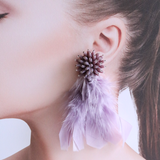 Feather Earrings - Purple, Blue