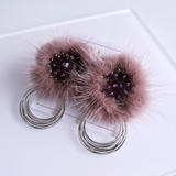 Elegant Fluffs Earrings - Chestnut Brown