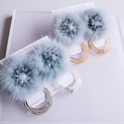 Elegant Fluffs Earrings - Ice Blue