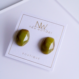 Gem Studs - Amber, Matcha, Milky, Coffee, Charcoal