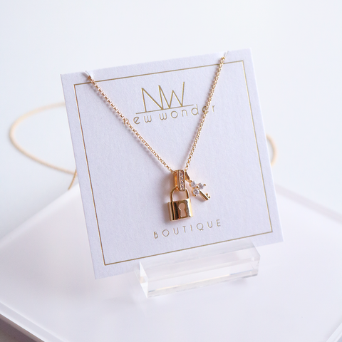 Lock & Key Pendant, 16k Gold Plated