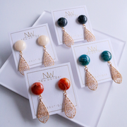 Marble Earrings - Ivory, Blue, Brown, Black