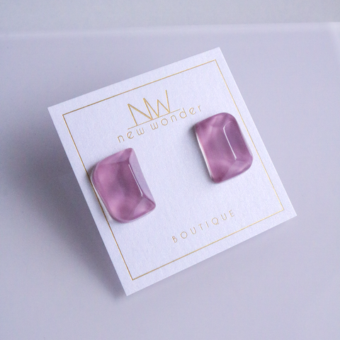 Glass Studs - Purple, Blue, Beige