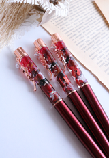 Floral Pen - Dark Red