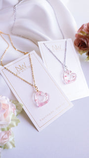 Private Listing - Sakura Heart Necklace Clear Gold