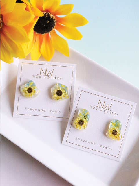 Summer Collection - Sunflower Earrings (Blue Skies)