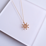 Ship Wheel Pendant, 16k Gold Plated