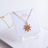 Ship Wheel Pendant, 16k Gold Plated