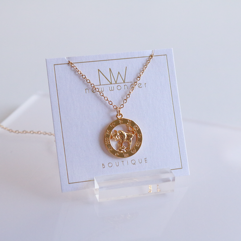 Zodiac Pendants, 16K Gold Plated
