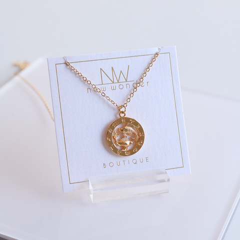 Zodiac Pendants, 16K Gold Plated